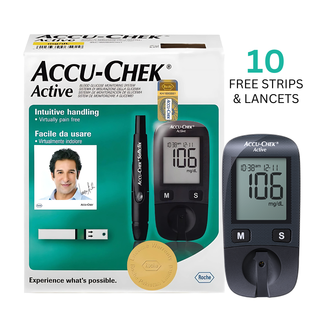 Accu-Chek Active Glucometer with free 10 strips | Lifetime Warranty by Call to care