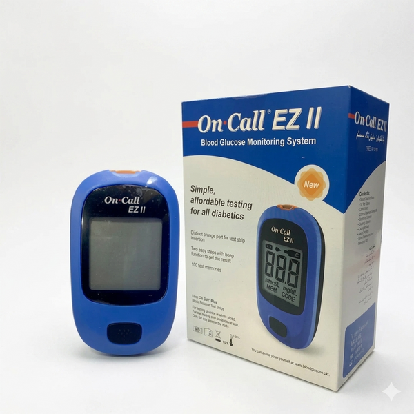 On Call EZ II Glucometer | On Call Glucometer with 10 free strips | On Call Glucometer with 5 years Warranty