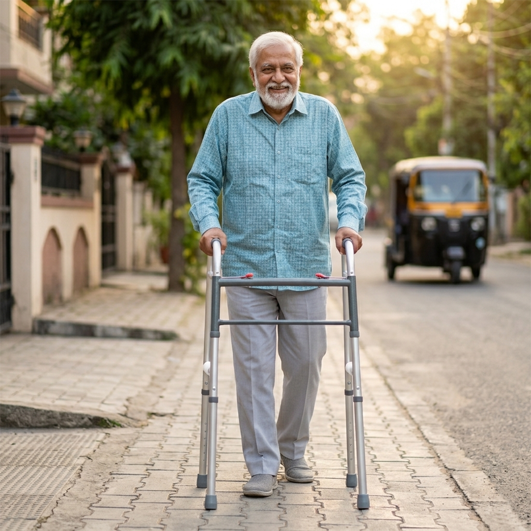 Walker for patient | Walker for heavy patients foldable | Foldable walker double pin lock