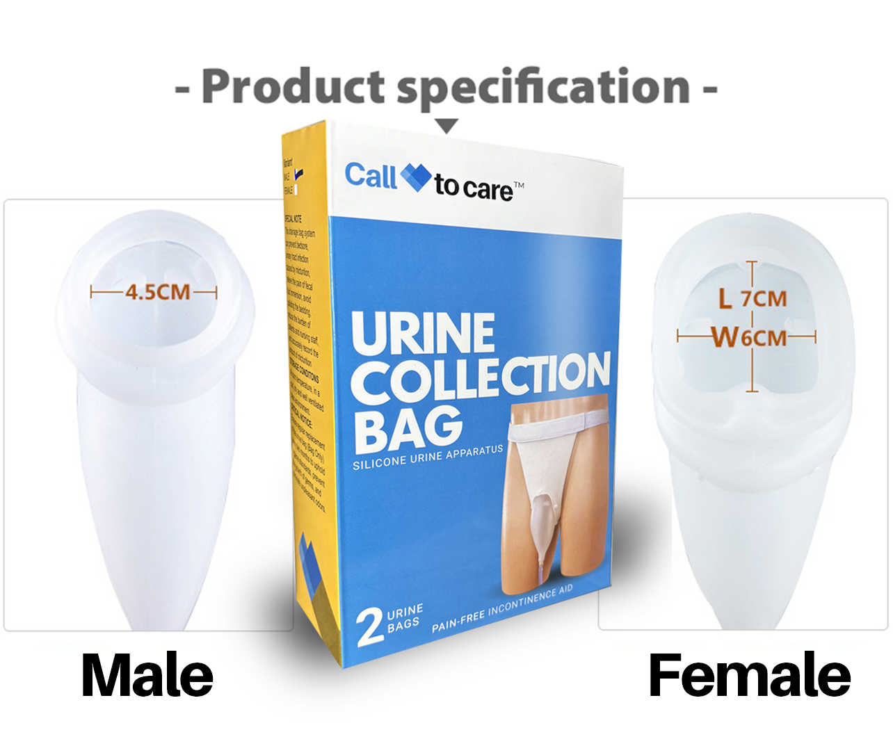 Call to Care Silicone Urine Collection Bag with 2 Bags 2000ml & 1000ml & Urinating Underwear for Male & Female, Men & Women Urine Collector Bag with 2 Bags 2000ml & 1000ml