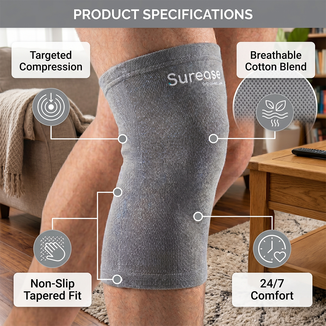 Surease Knee Cap | Surease Cotton Knee Brace | Surease Extra Length Knee Brace | Knee Brace For Knee Pain | Knee pain relief brace