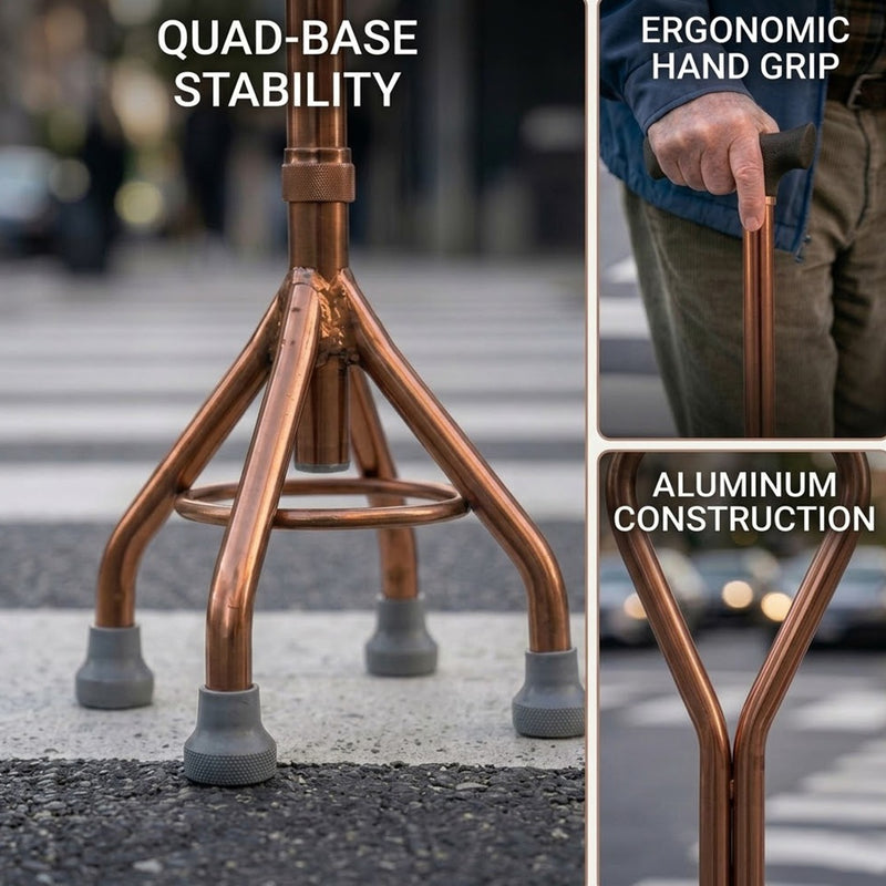 Call to Care Aluminum Quad Cane Adjustable | Quad Cane Adjustable Durable | Walking Quad Cane